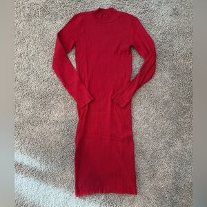 Red Long Sleeve Sweater Dress Size Large